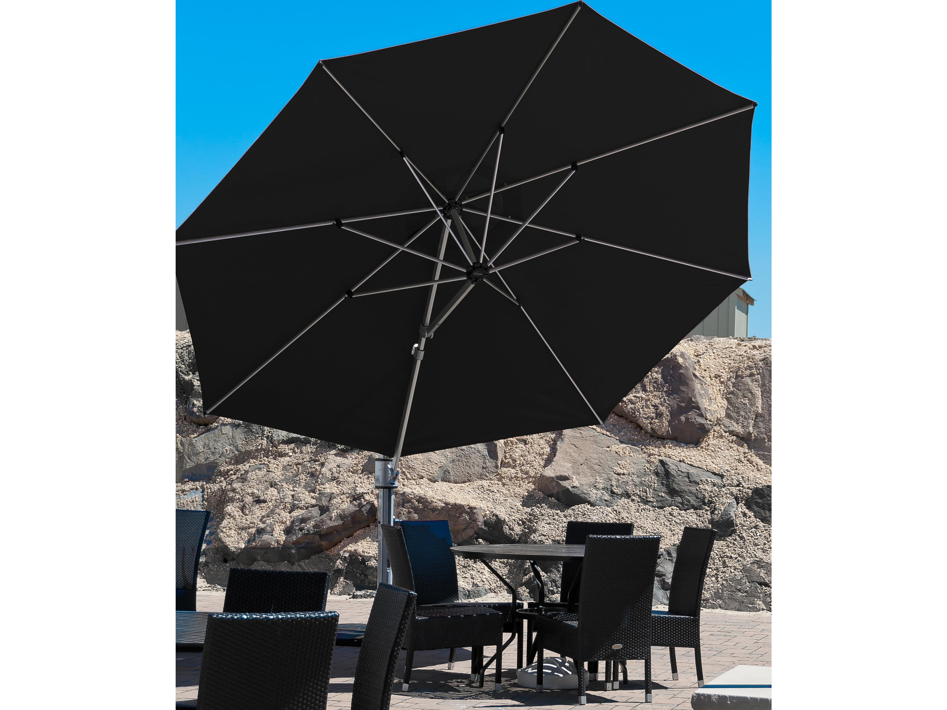 Frankford Eclipse Commercial Cantilever 13 Foot Octagon Crank Lift Outdoor Patio Umbrella