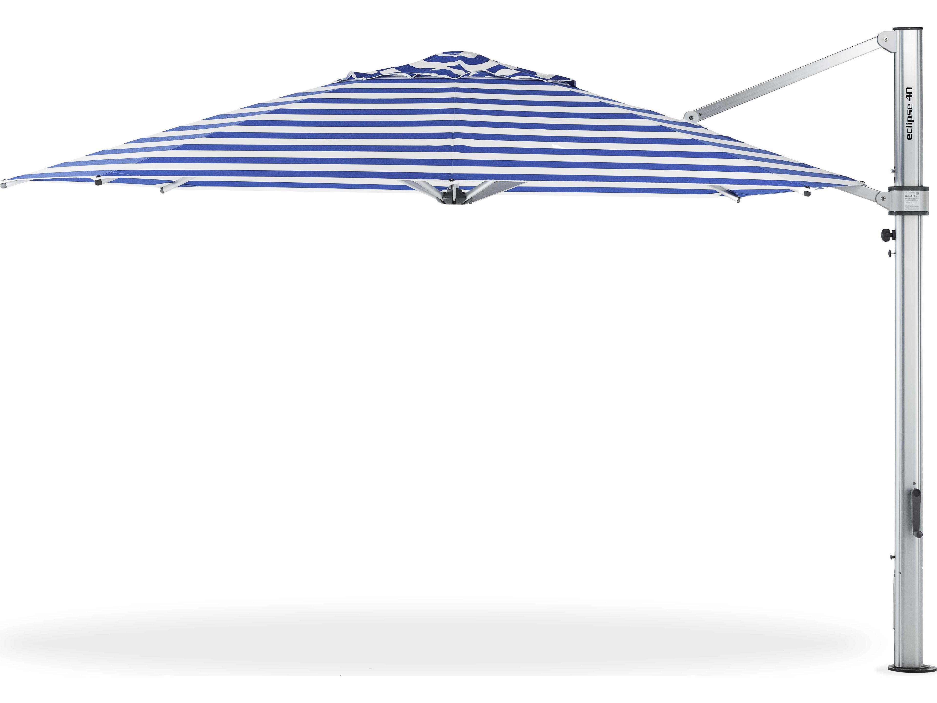 Frankford Eclipse Commercial Cantilever 13 Foot Octagon Crank Lift Patio Umbrella - Special Order Striped Fabric