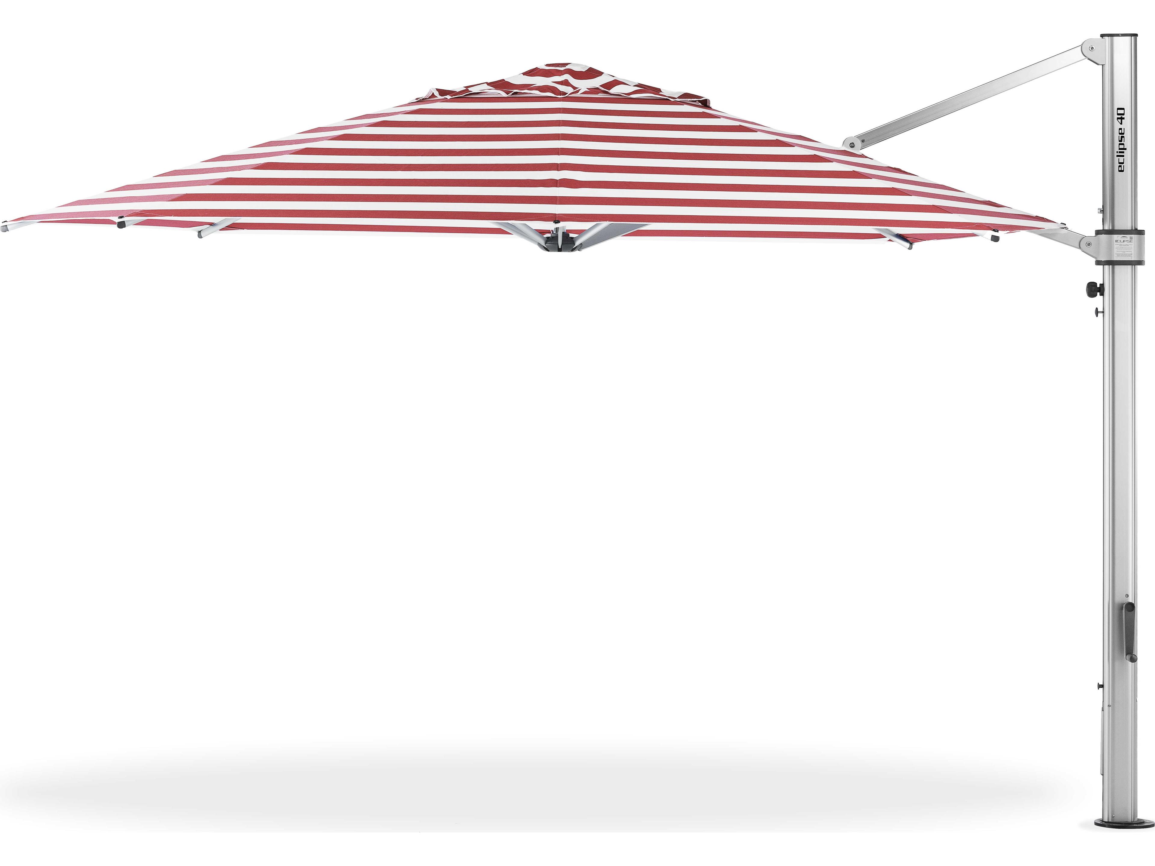 Frankford Eclipse Commercial Cantilever 13 Foot Octagon Crank Lift Patio Umbrella - Special Order Striped Fabric