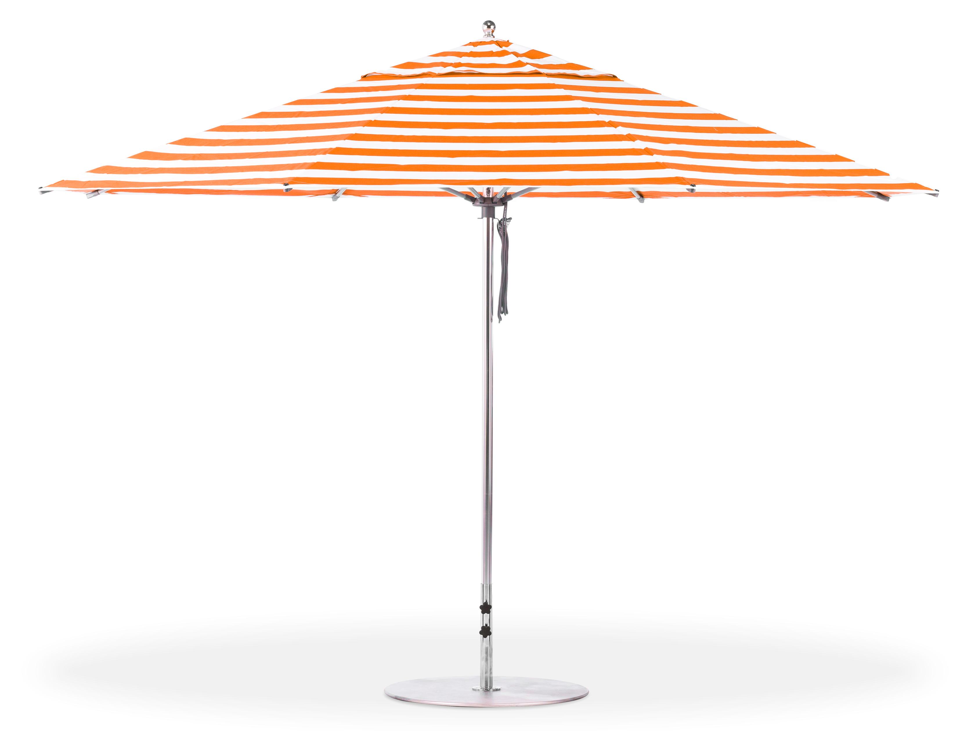 Frankford G-Series Monterey Market Aluminum Silver Anodized 13 Foot Octagon Double Pulley Lift Outdoor Patio Umbrella - Special Order Striped Fabric