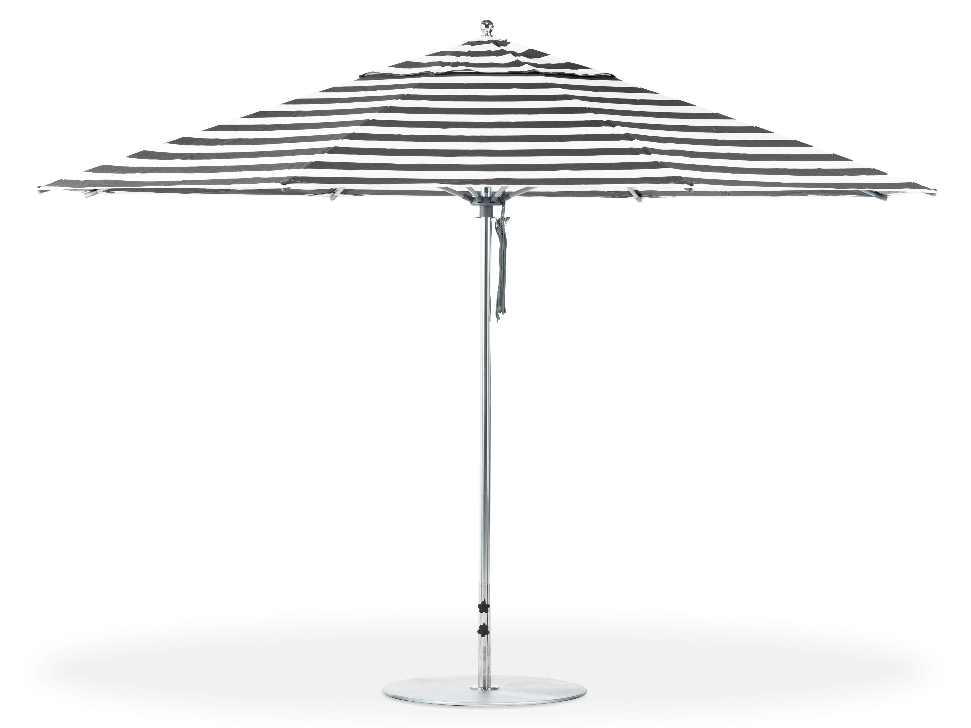 Frankford G-Series Monterey Market Aluminum Silver Anodized 13 Foot Octagon Double Pulley Lift Outdoor Patio Umbrella - Special Order Striped Fabric