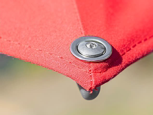 Frankford Aurora Stripe Cantilever Fiberglass Brushed Silver 10 Foot Square Crank Lift Infinity Tilt Patio Umbrella