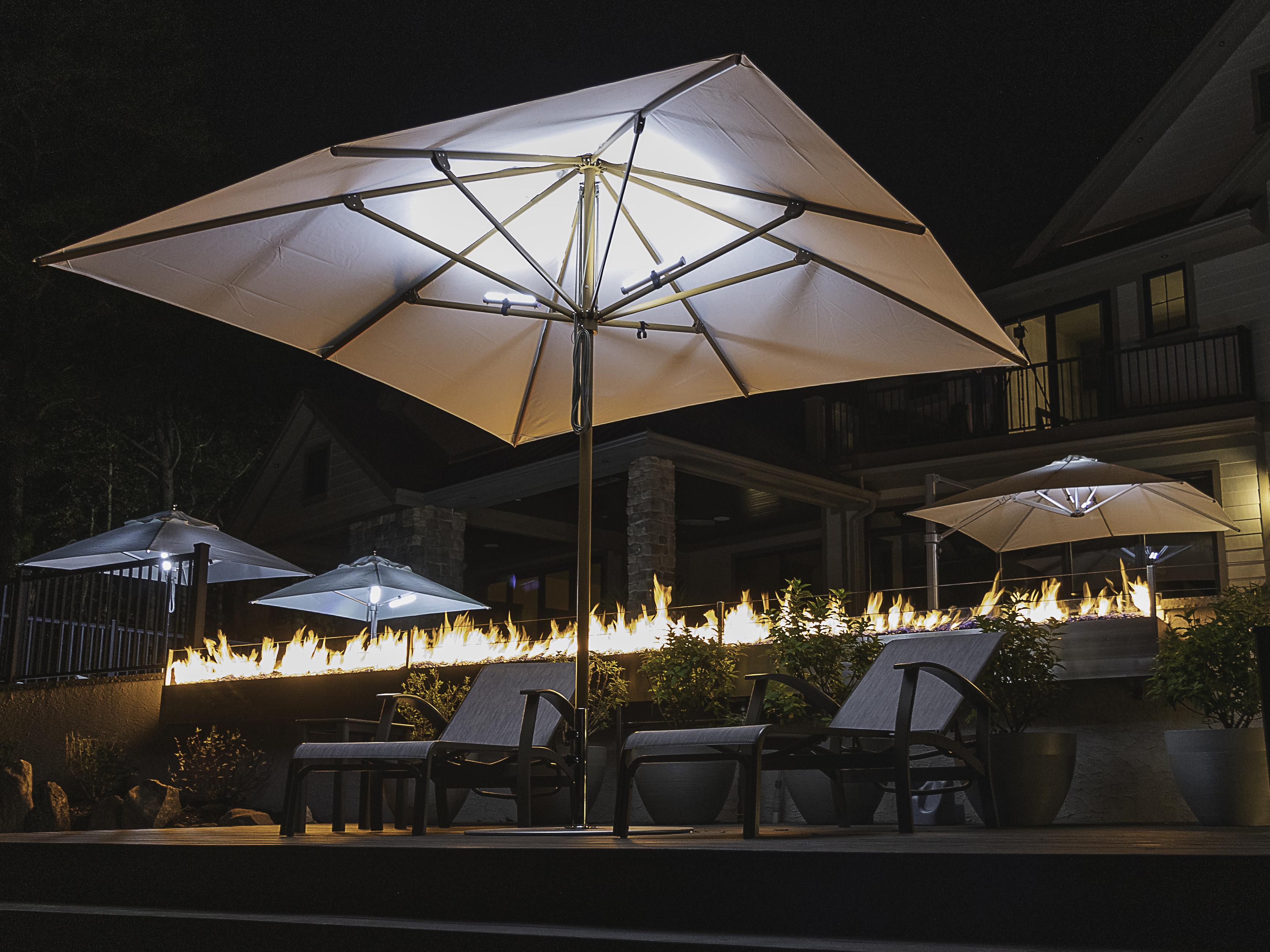 Frankford G-Series Aluminum Market Silver Anodized 10 Foot Square Double Pulley Lift Outdoor Umbrella