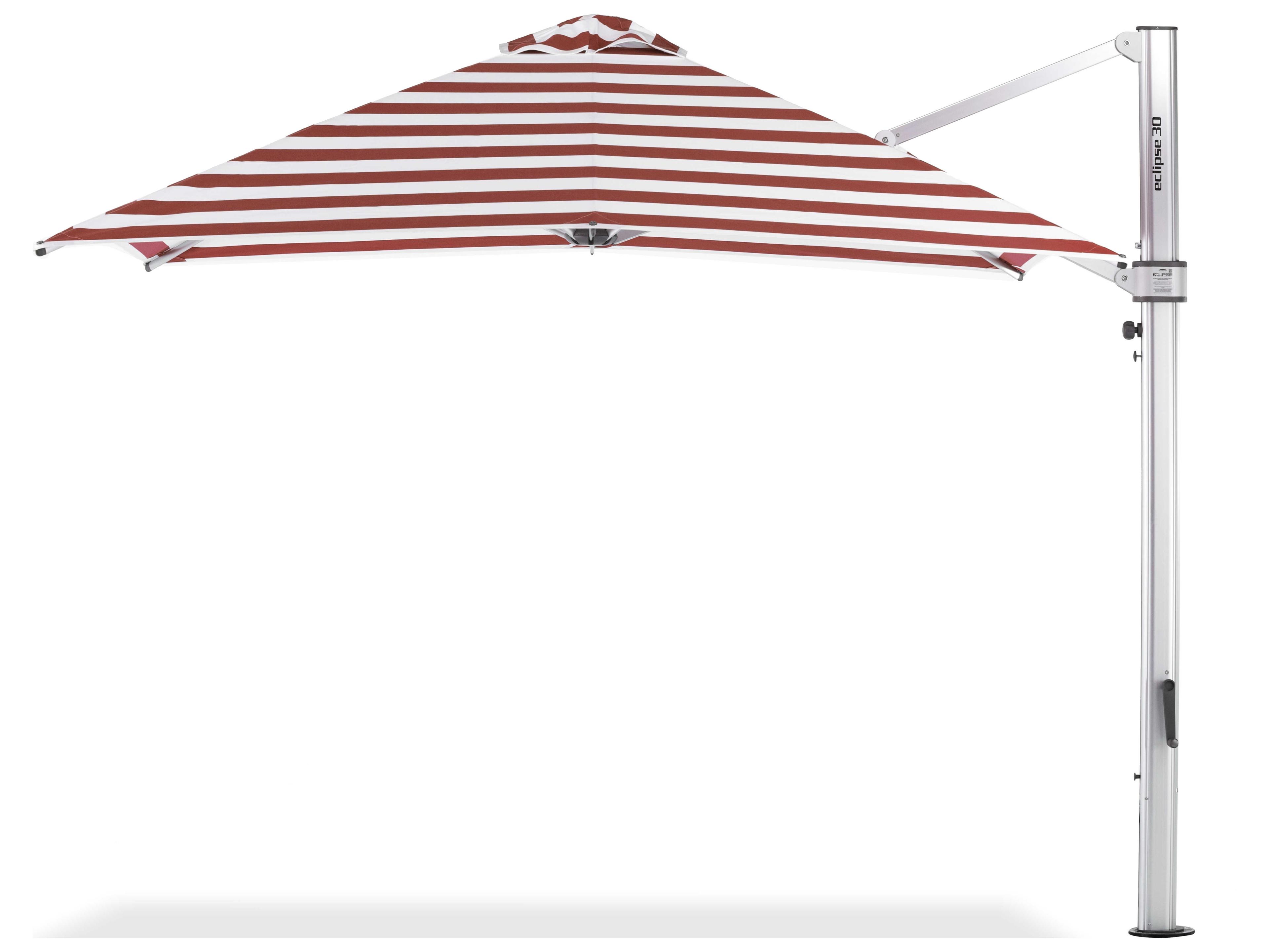 Frankford Eclipse Commercial Cantilever 10 Foot Square Crank Lift Outdoor Umbrella - Special Order Striped Fabric