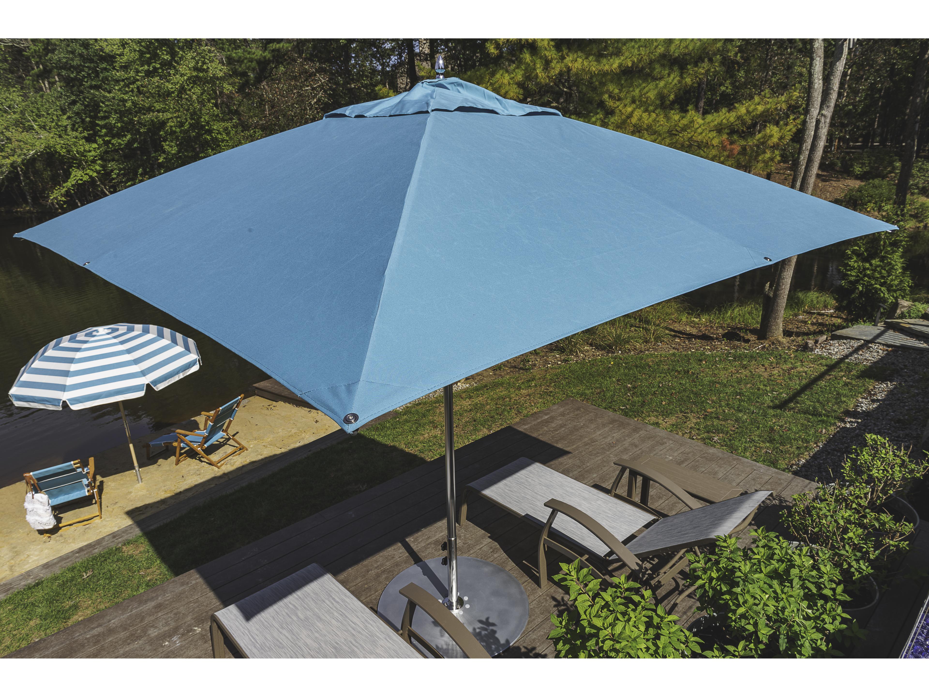 Frankford G-Series Monterey Market Aluminum Silver Anodized 10 Foot Square Double Pulley Lift Outdoor Patio Umbrella