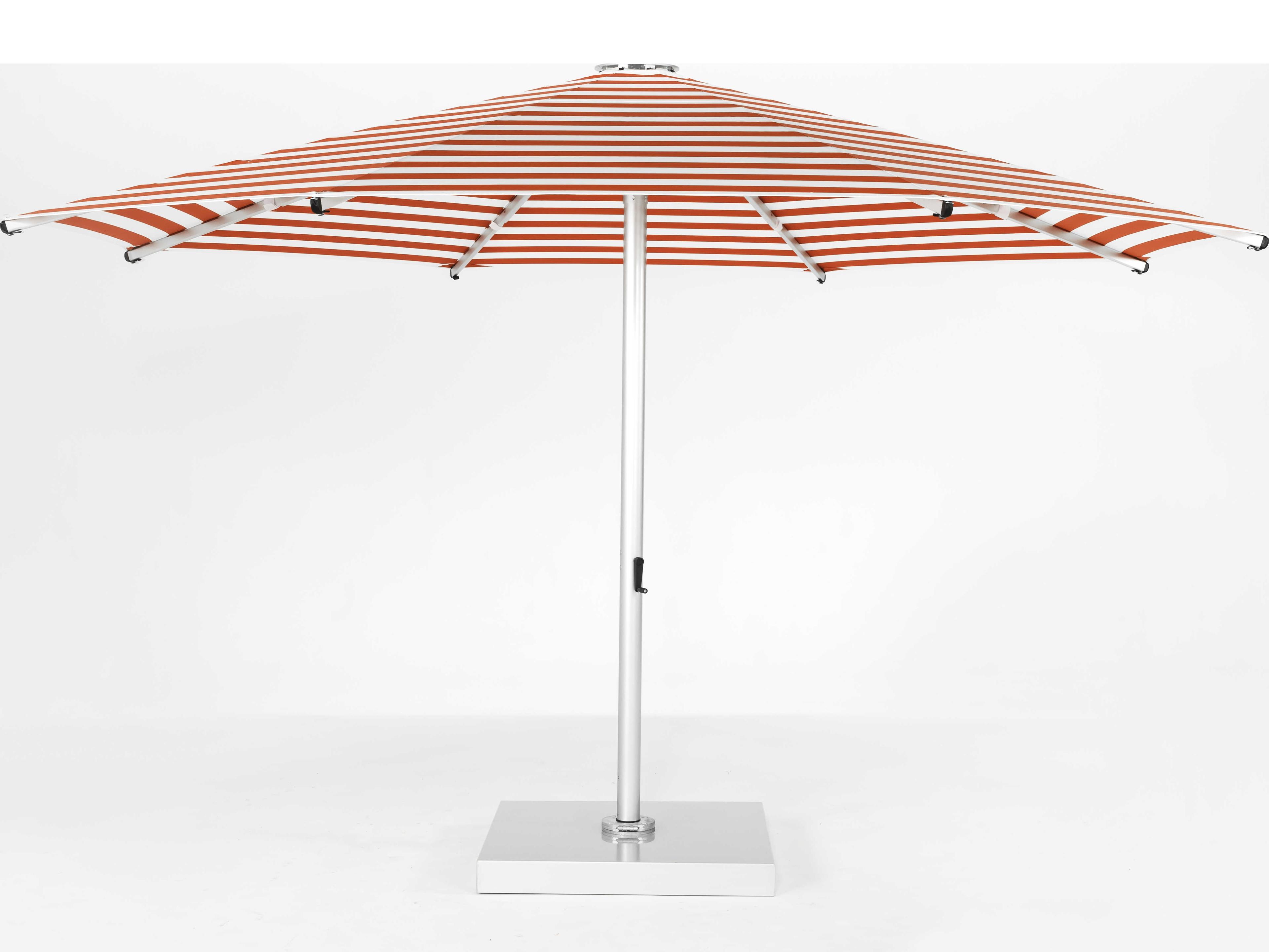 Frankford Nova Giant Center Aluminum Matte Silver 16 Foot Octagon Telescoping Crank Outdoor Patio Umbrella - Striped Fabric
