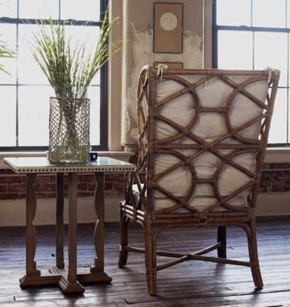Gabby Watson Rattan Beige Upholstered Side Dining Chair