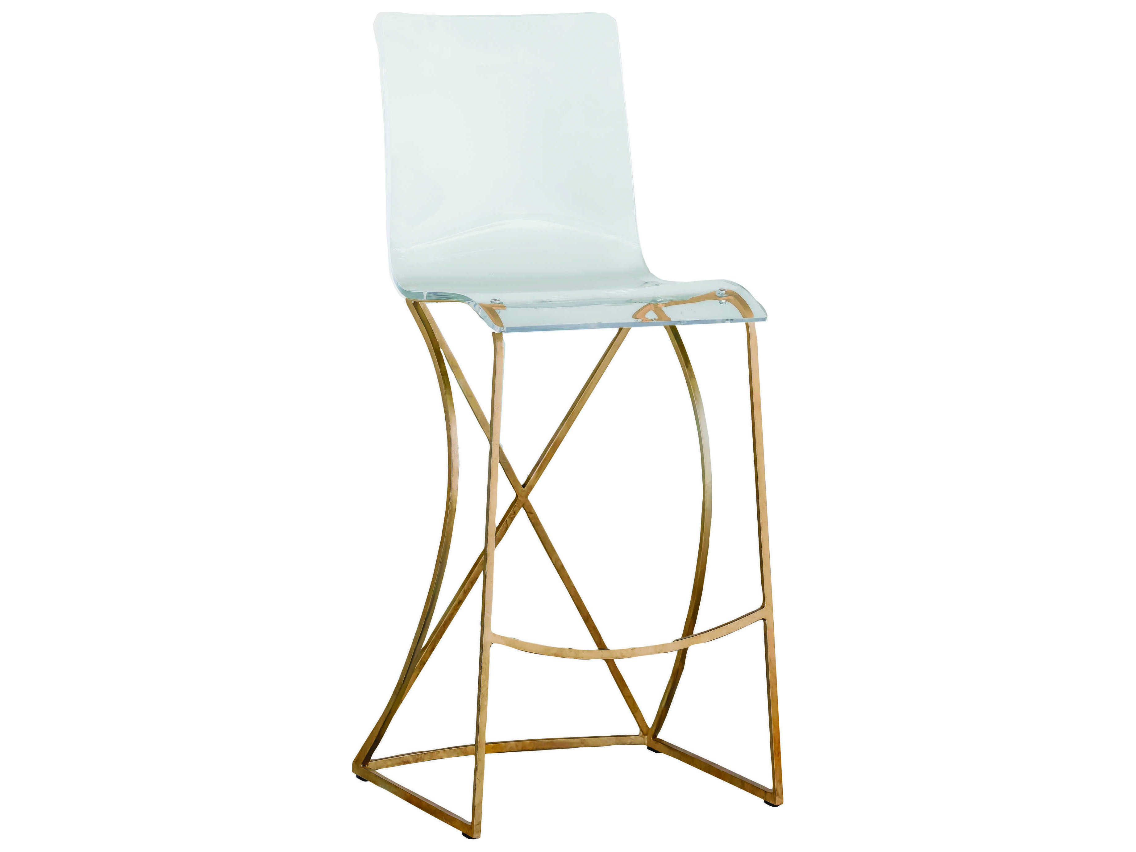 Gabby Johnson Antique Gold & Clear Acrylic Bar Stool