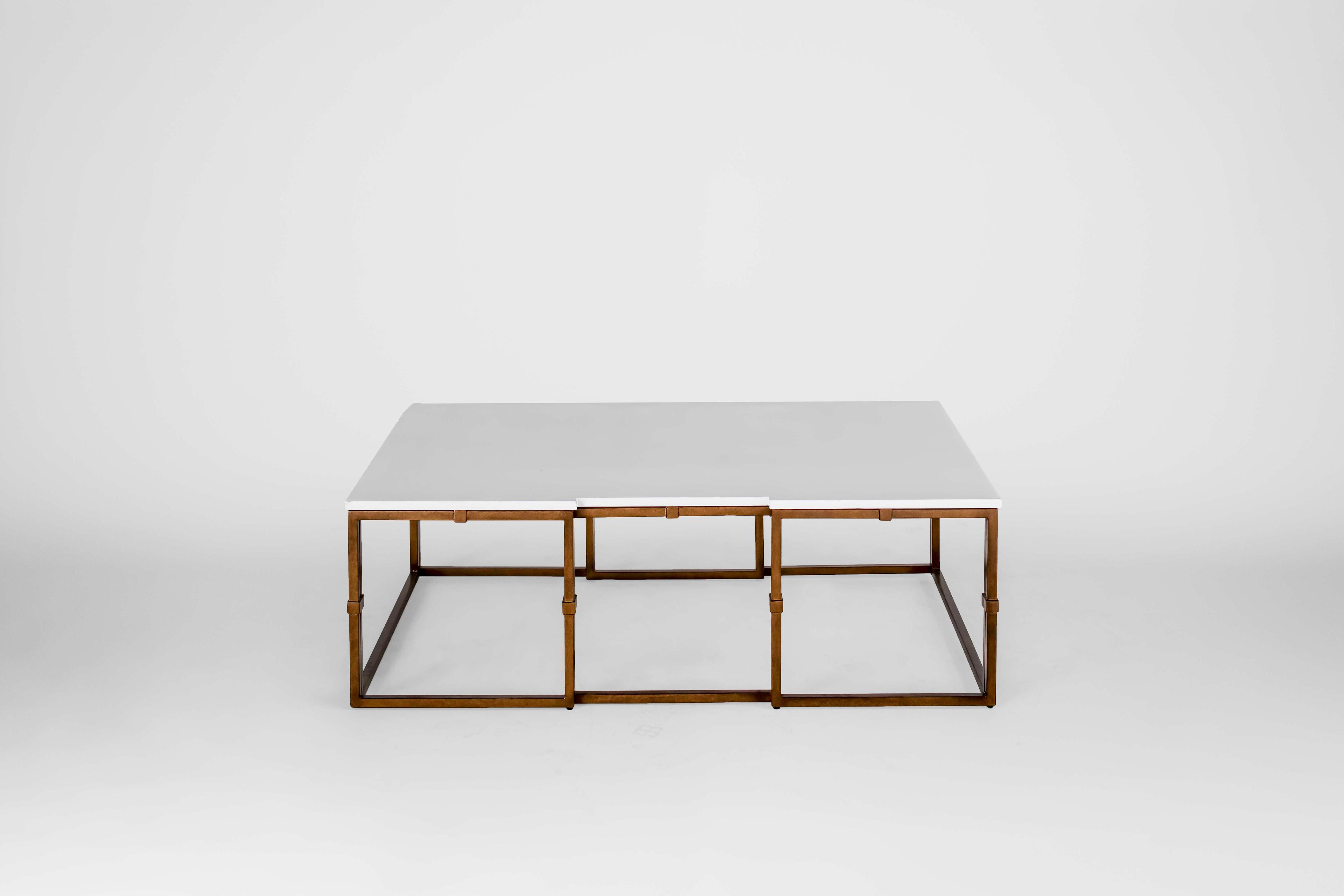 Gabby Stevens Rectangular White Seagrass With Antique Brass Coffee Table