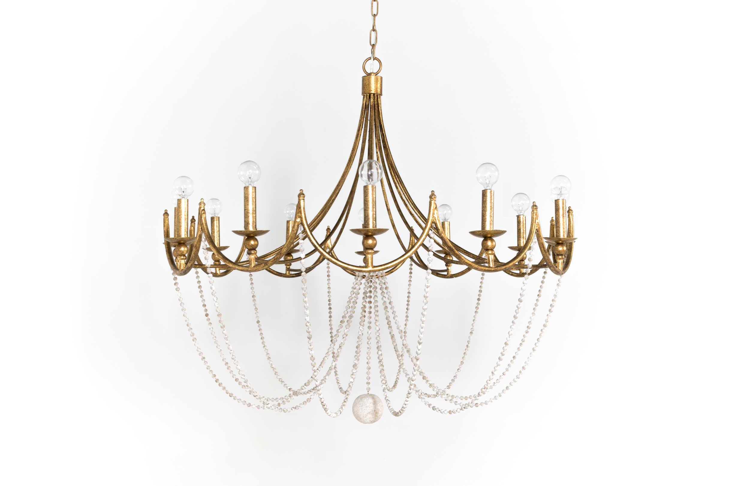 Gabby Sandra 12-Light Antique Gold With White Candelabra Chandelier