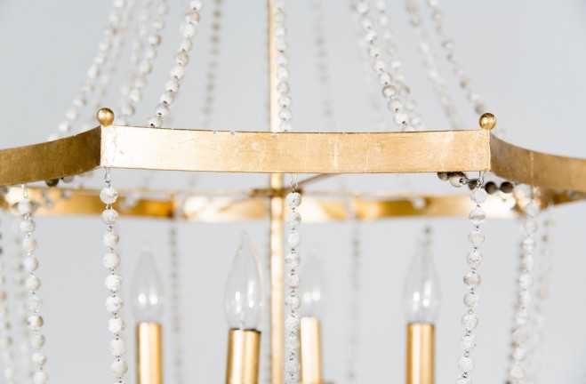 Gabby Whitney 4-Light Vintage Gold & Antique White Candelabra Chandelier