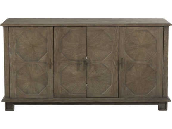 Gabby Rhodes 65" Oak Wood Charcoal Antique Brass Media Console
