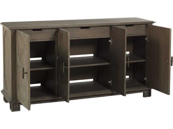 Gabby Rhodes 65" Oak Wood Charcoal Antique Brass Media Console