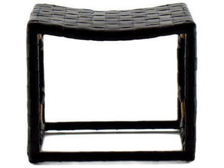 Gabby Dover Black Leather Accent Stool