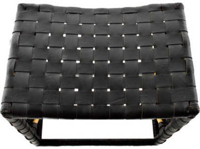 Gabby Dover Black Leather Accent Stool