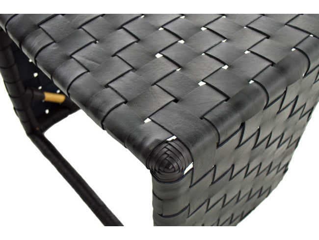 Gabby Dover Black Leather Accent Stool