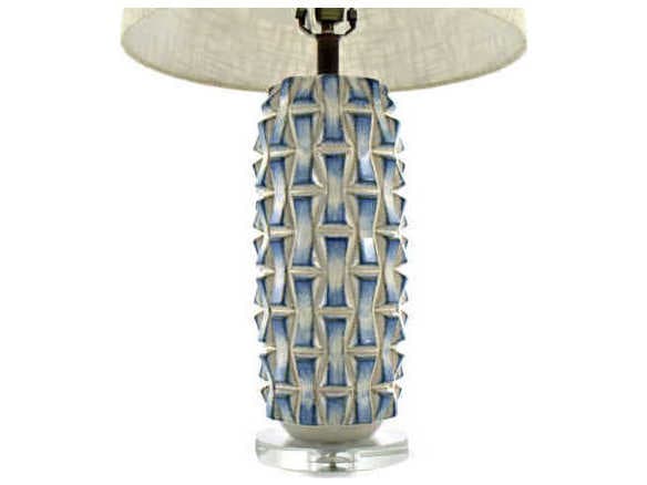 Gabby Kelly Blue and White with Burnished Bronze And With Textured Cream Linen Buffet Lamp
