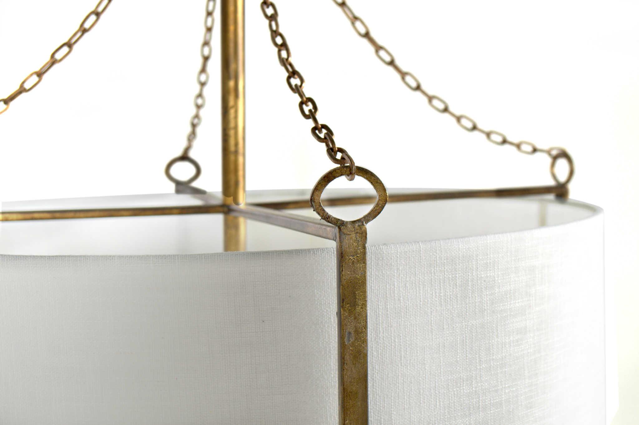 Gabby Ivan 3-Light Antique Gold White Drum Pendant