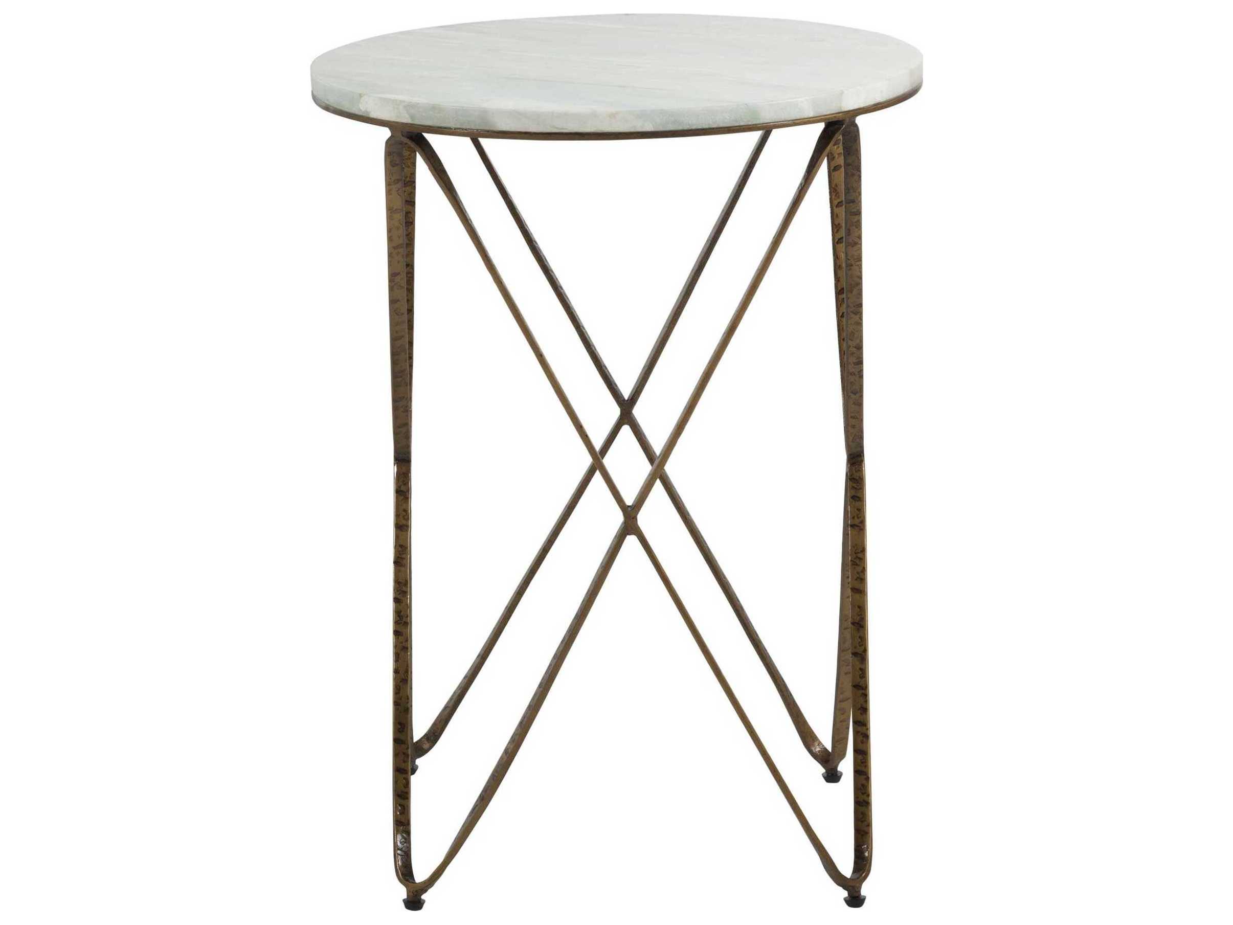 Gabby Phoenix Round Marble Vintage Gold End Table