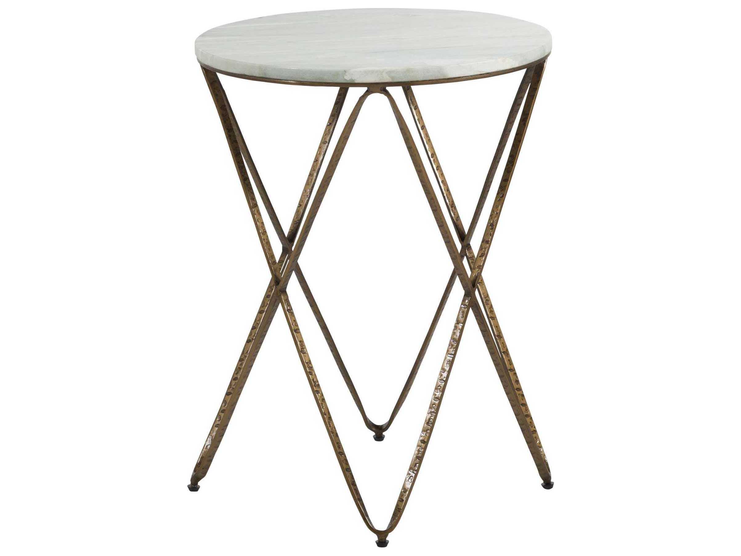 Gabby Phoenix Round Marble Vintage Gold End Table