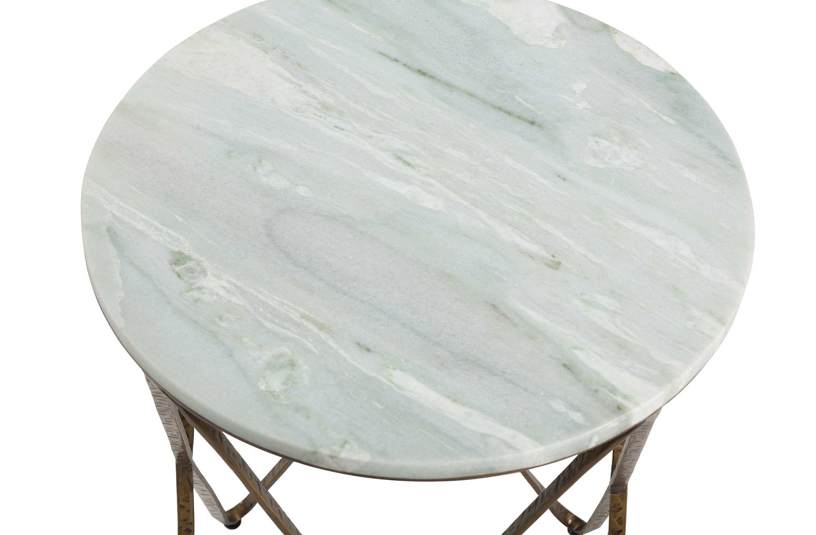 Gabby Phoenix Round Marble Vintage Gold End Table