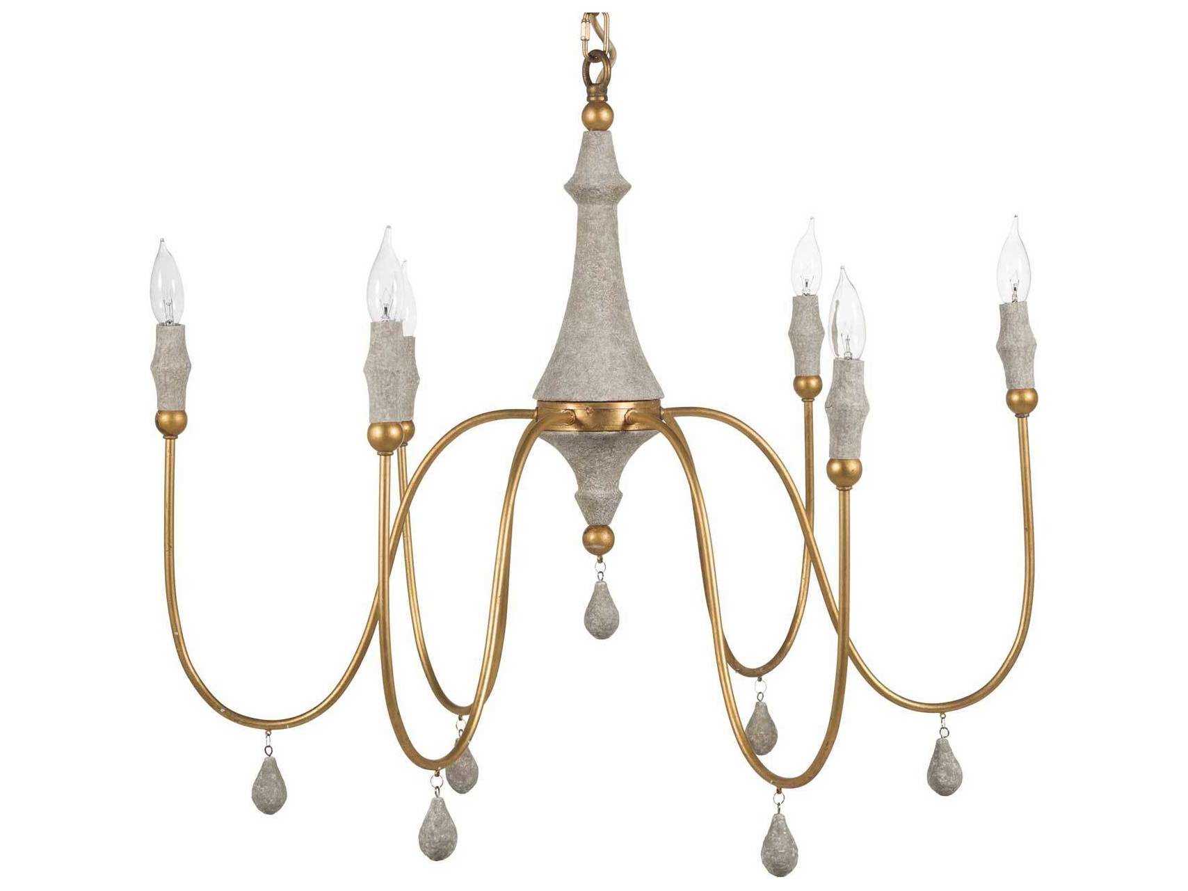 Gabby Clay 6-Light Vintage Gold Gray Candelabra Chandelier