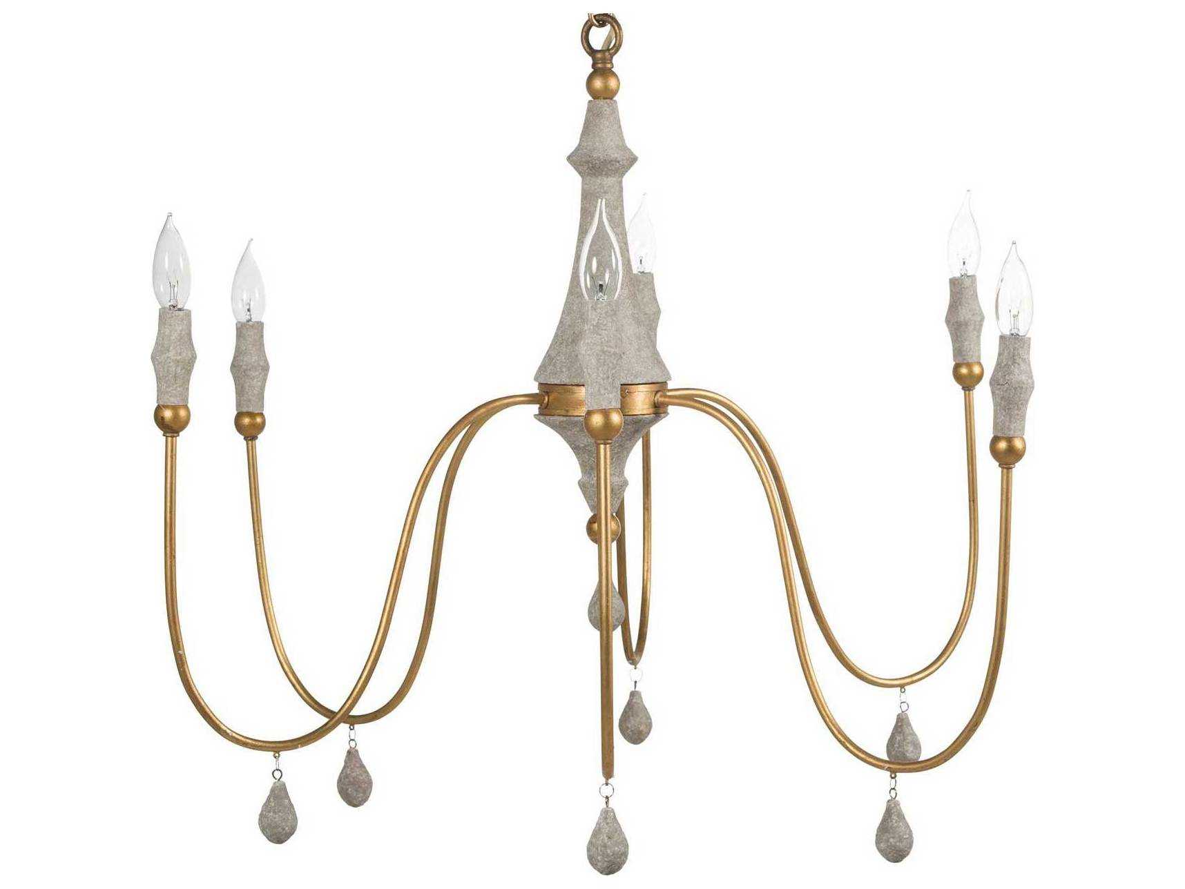 Gabby Clay 6-Light Vintage Gold Gray Candelabra Chandelier