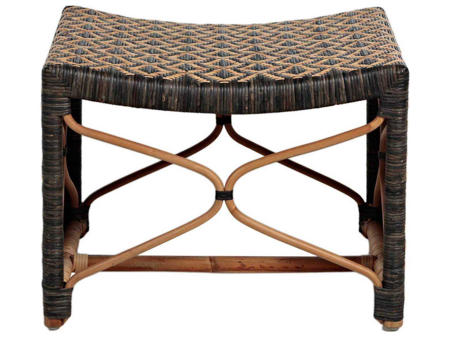 Gabby Bennet Black Natural Rattan Brown Accent Stool