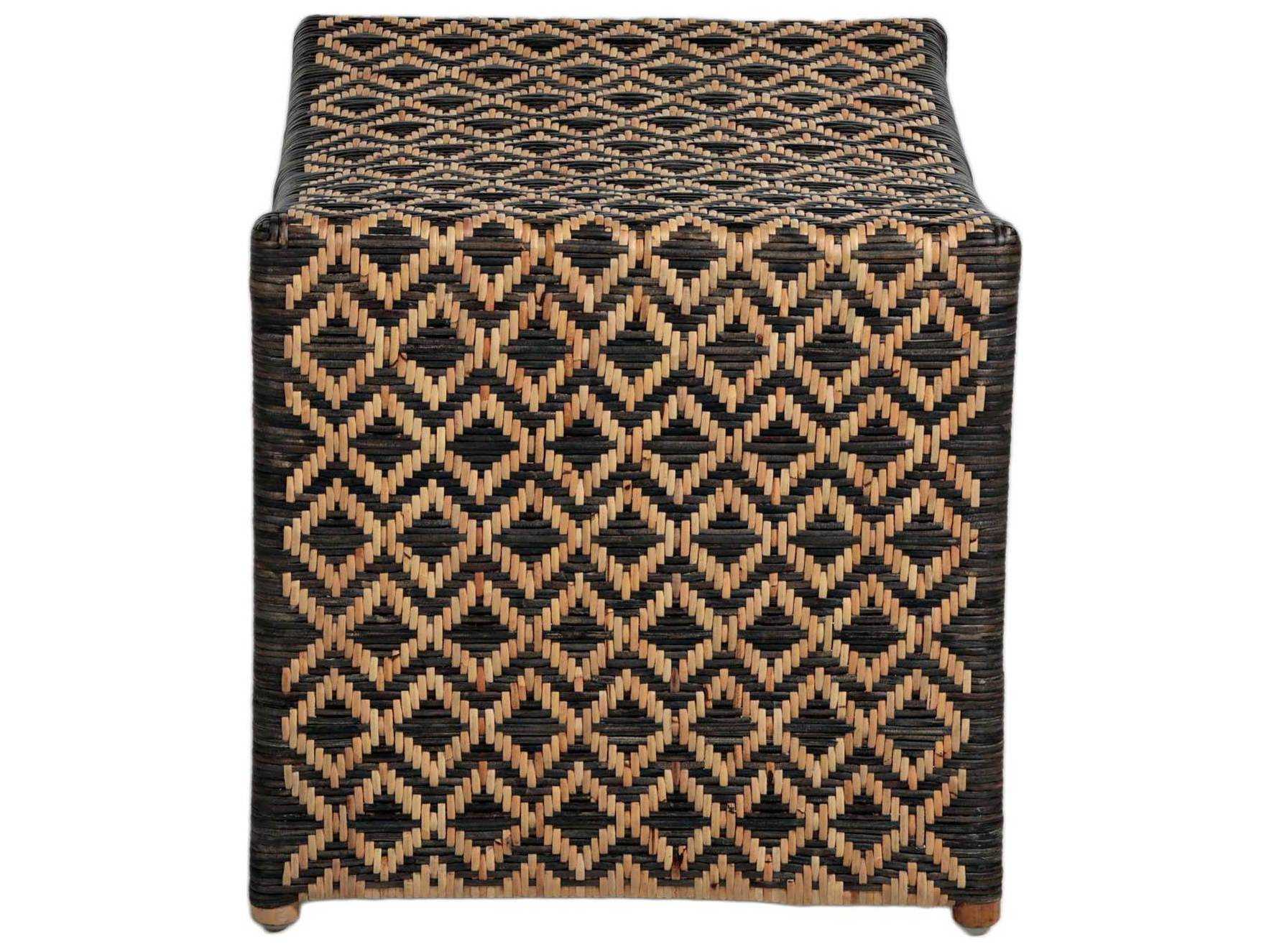 Gabby Bennet Black Natural Rattan Brown Accent Stool