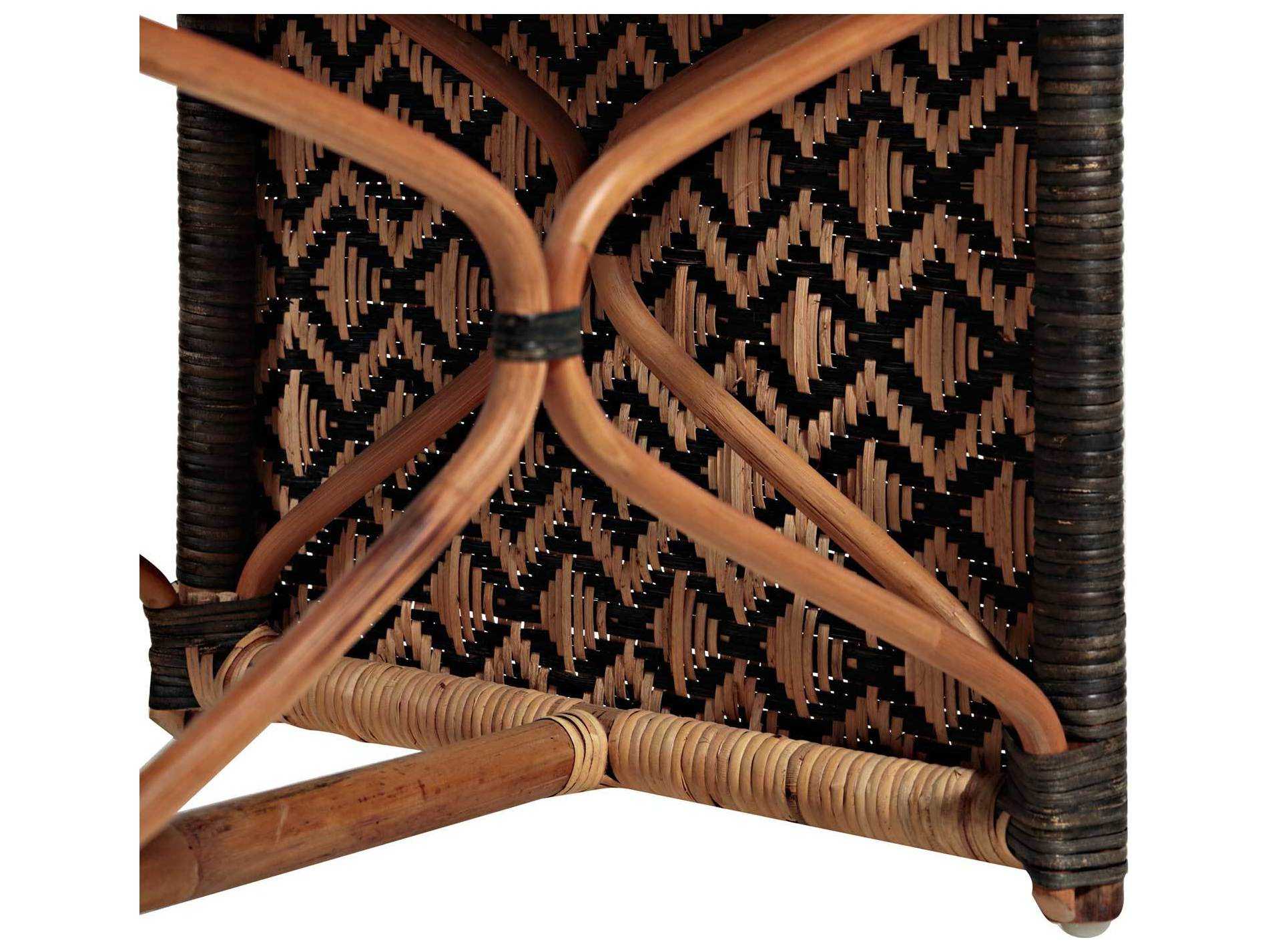 Gabby Bennet Black Natural Rattan Brown Accent Stool