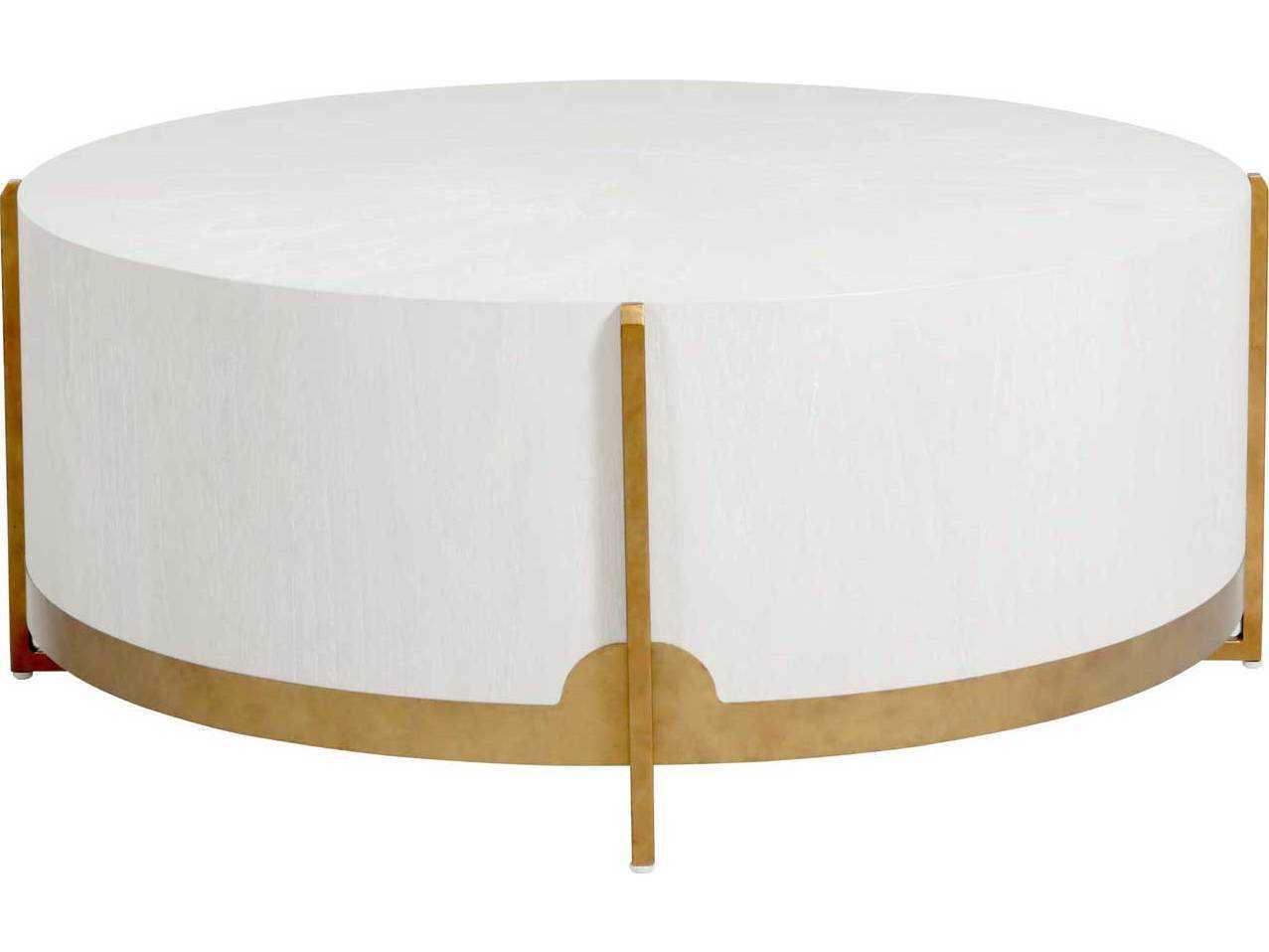Gabby Clifton Round Wood White Cerused Oak Coffee Table