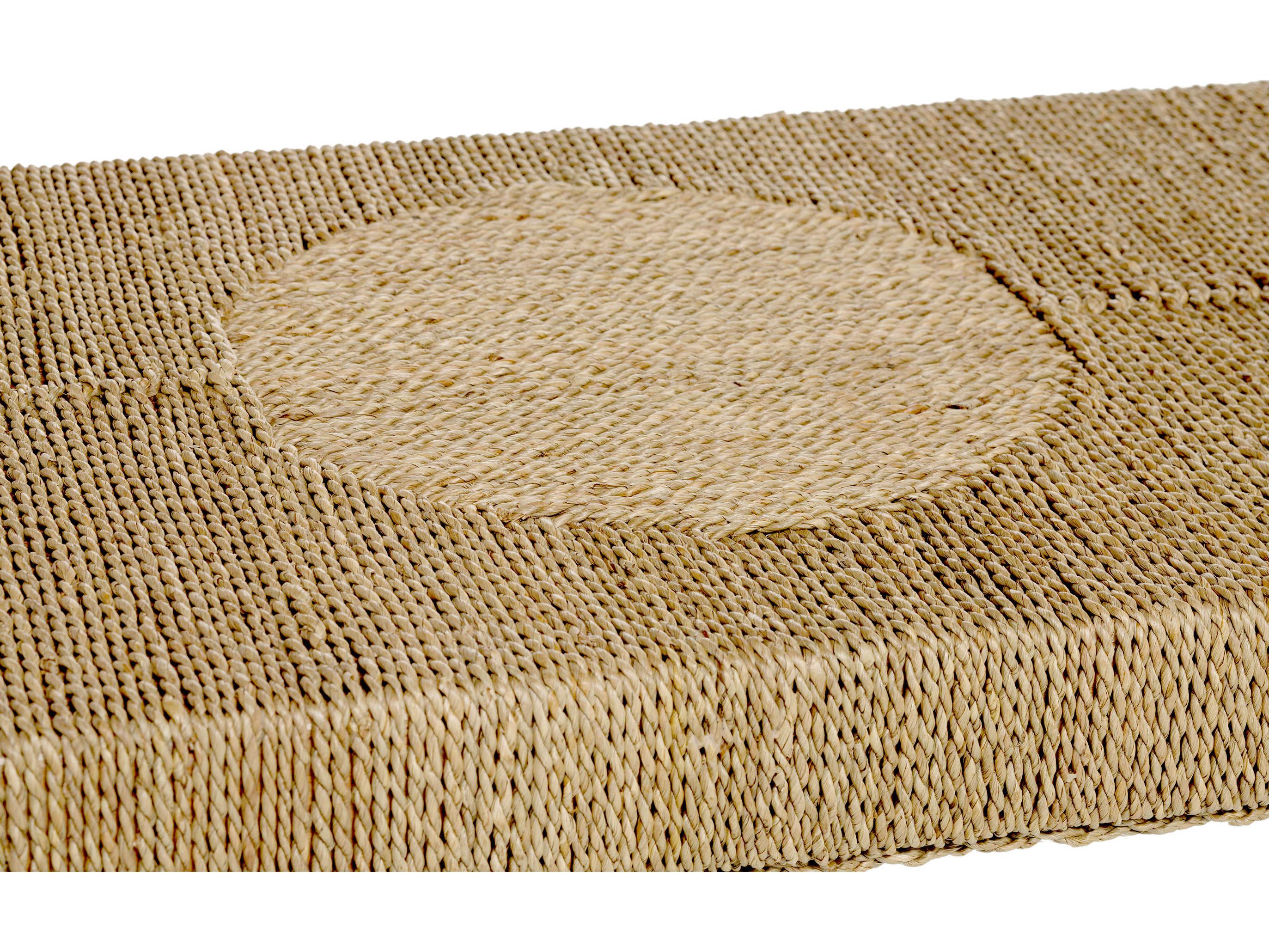 Gabby Hutch Rectangular Natural Seagrass Tempered Glass Console Table