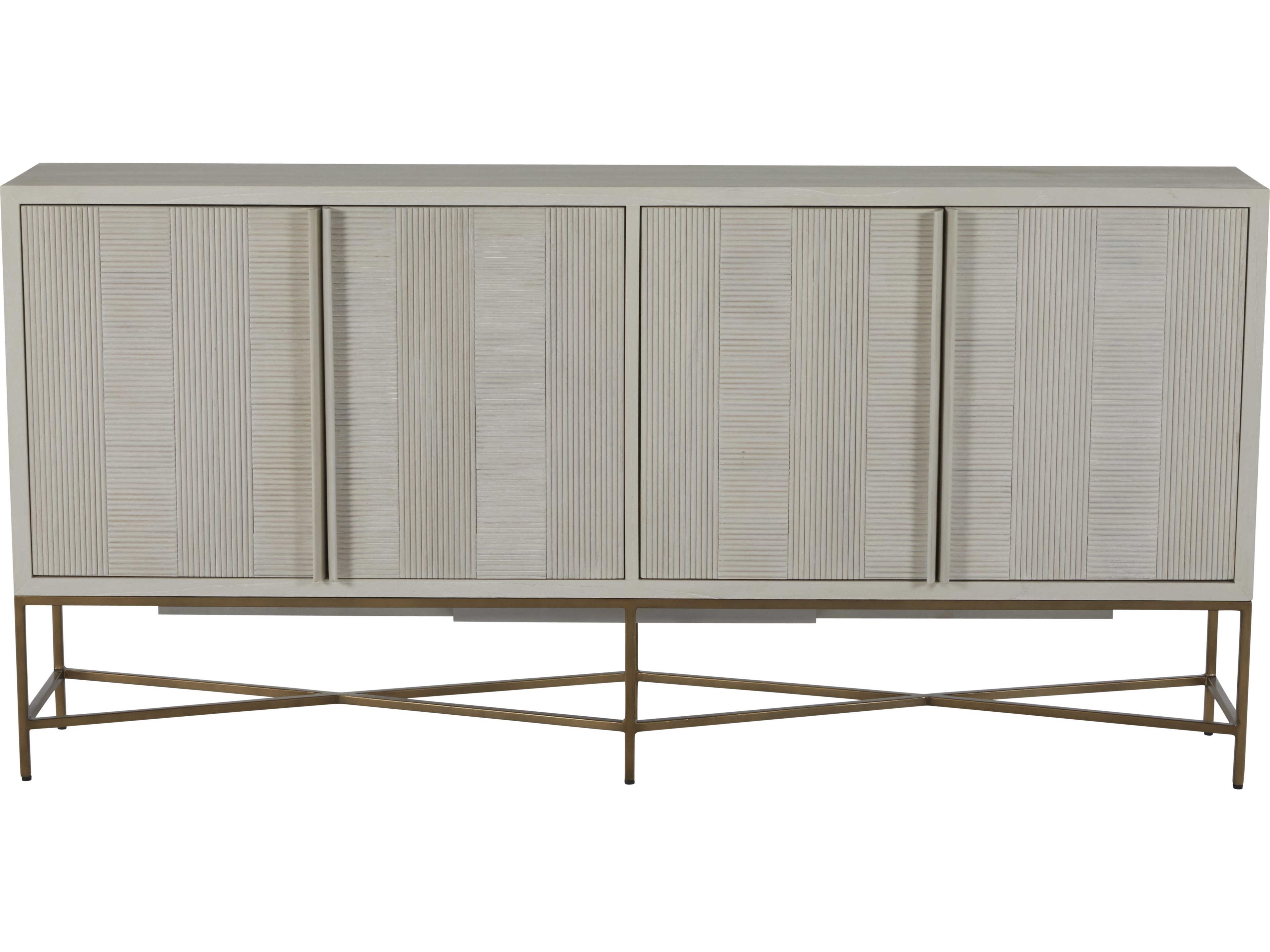 Gabby Carol 72" Mindi Wood Cerused White Stain Brass Sideboard