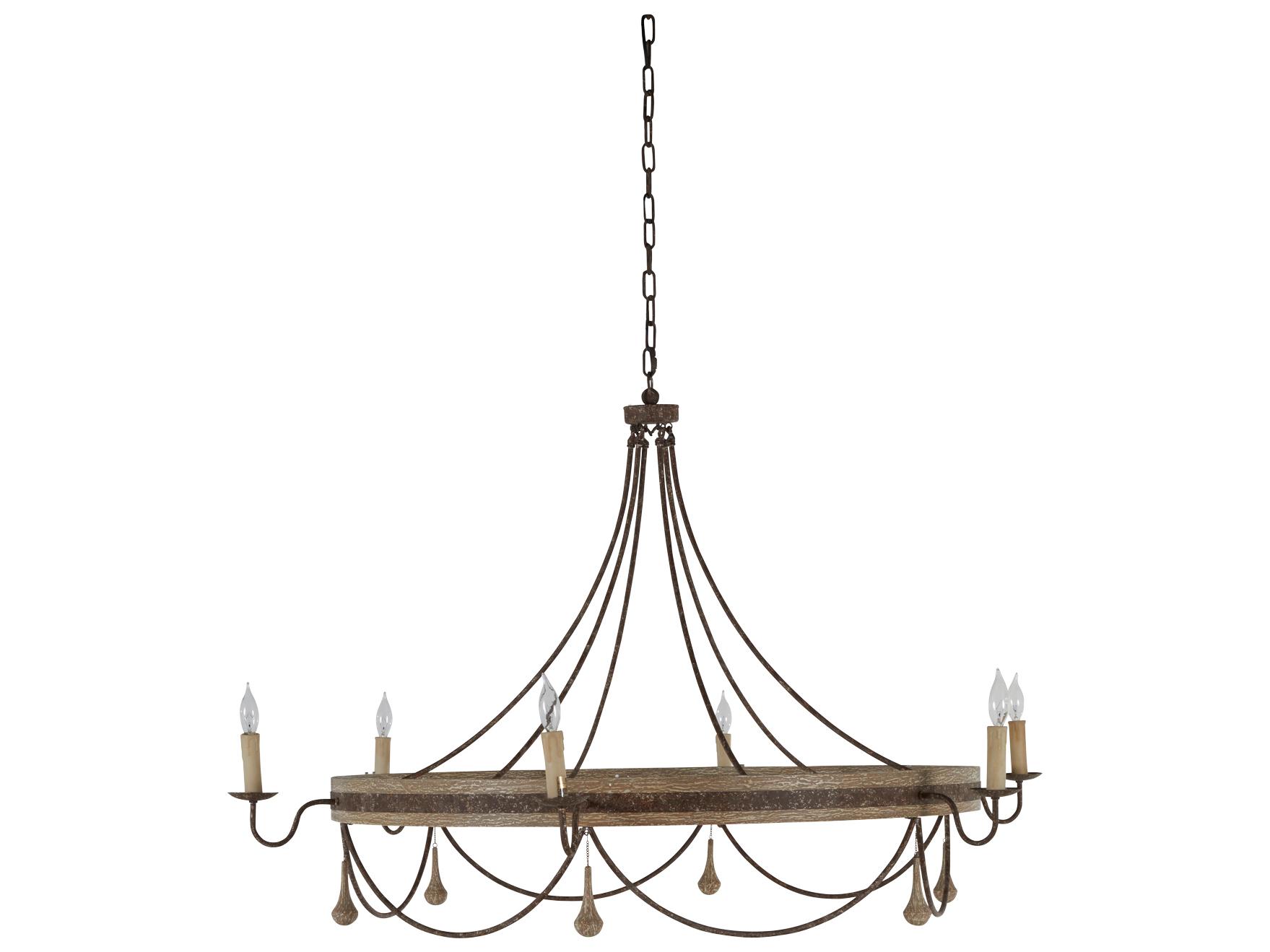 Gabby Jean 6-Light Rust White Washed Wood Bronze Candelabra Chandelier
