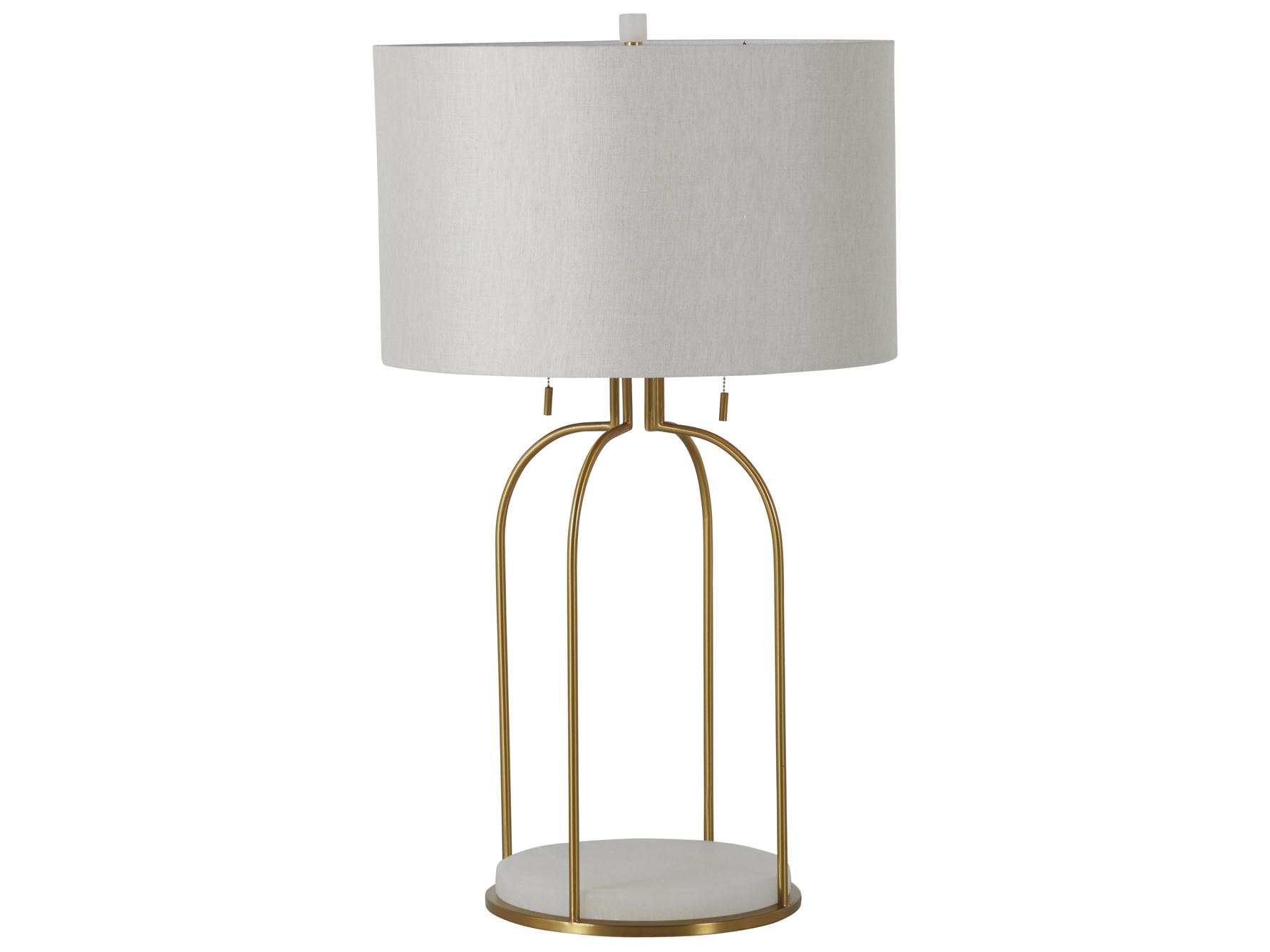 Gabby Joan Antique Bronze White Linen Buffet Lamp