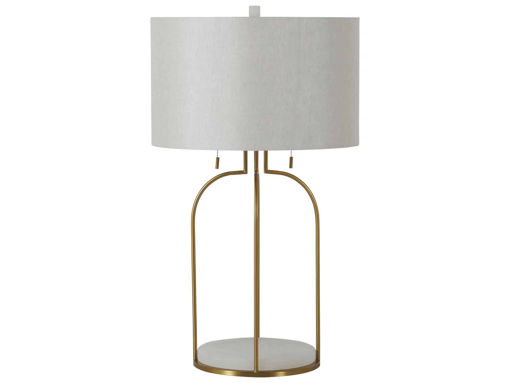 Gabby Joan Antique Bronze White Linen Buffet Lamp