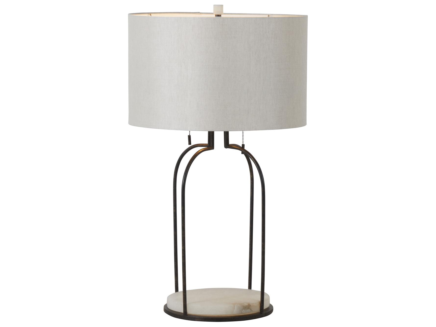 Gabby Joan Brass White Linen Buffet Lamp