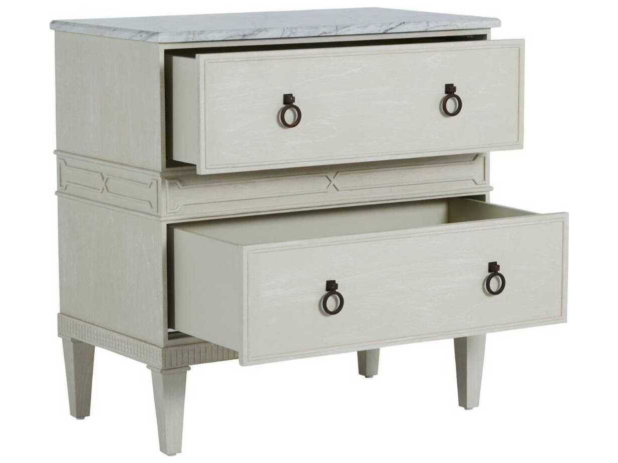 Gabby Archie 2-Drawers White Mindi Wood Nightstand