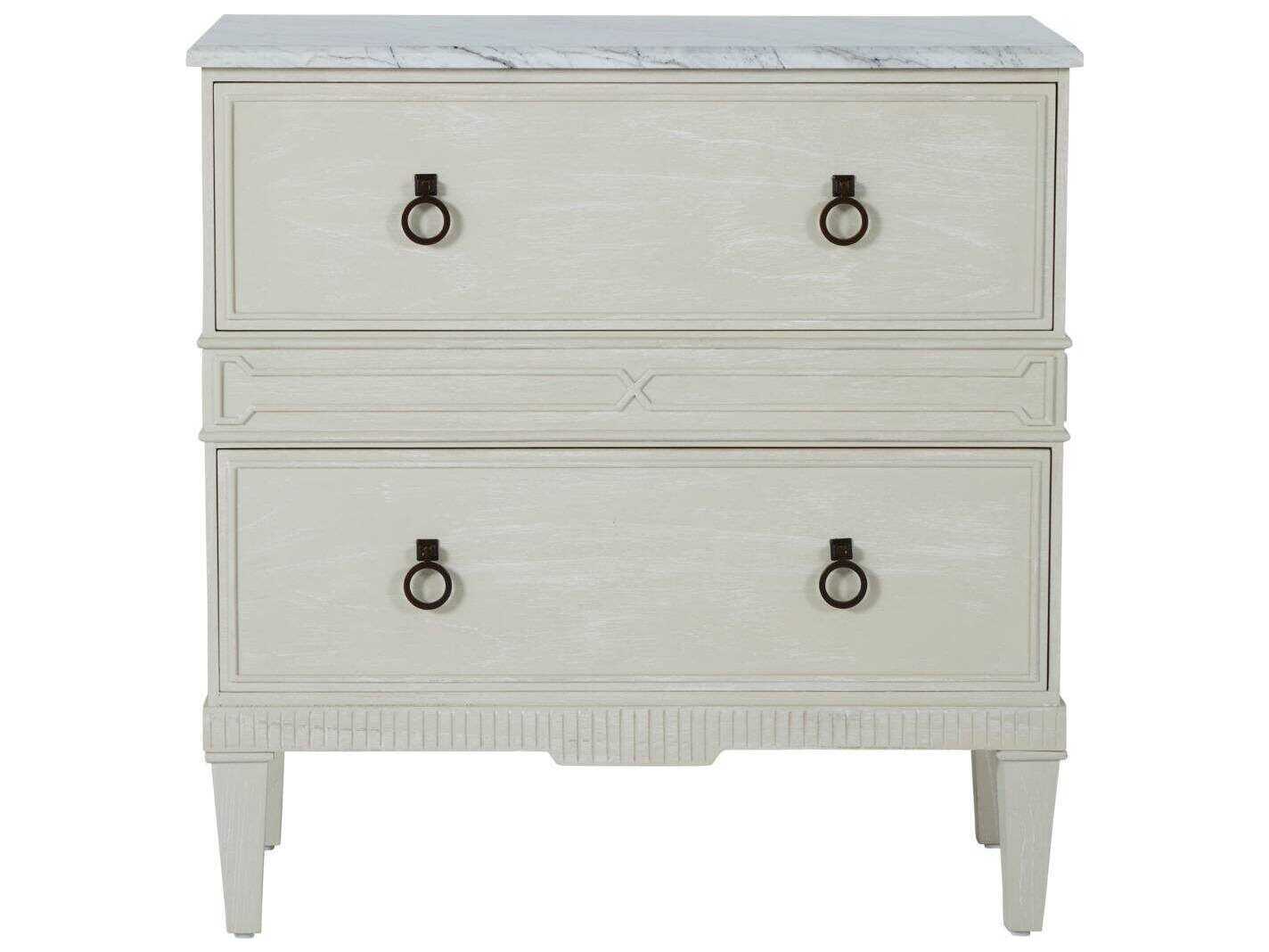 Gabby Archie 2-Drawers White Mindi Wood Nightstand