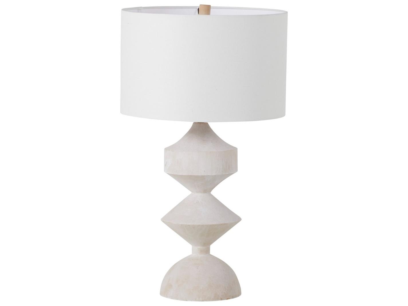 Gabby Maddox Plaster White Feather Linen Buffet Lamp