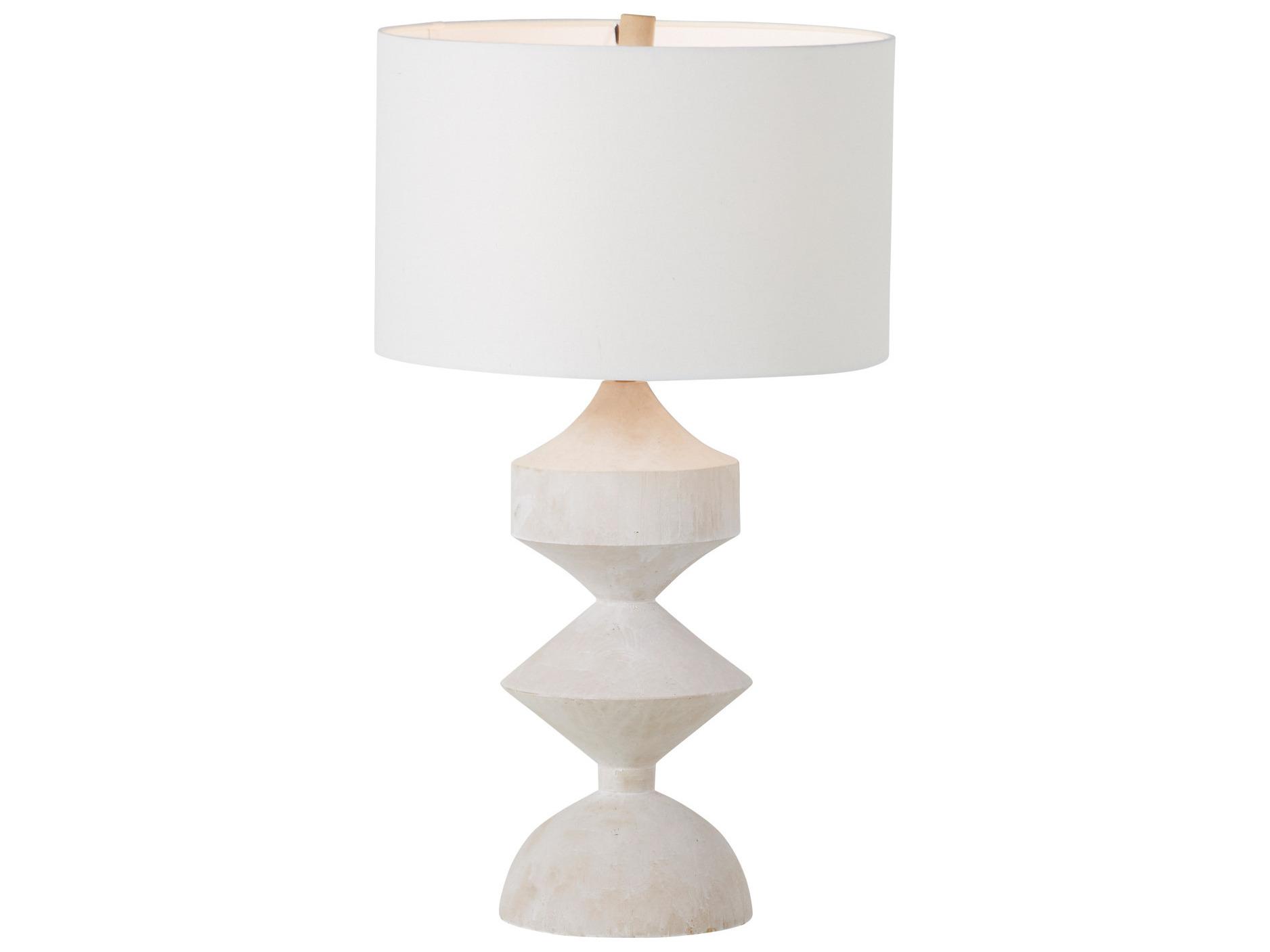 Gabby Maddox Plaster White Feather Linen Buffet Lamp