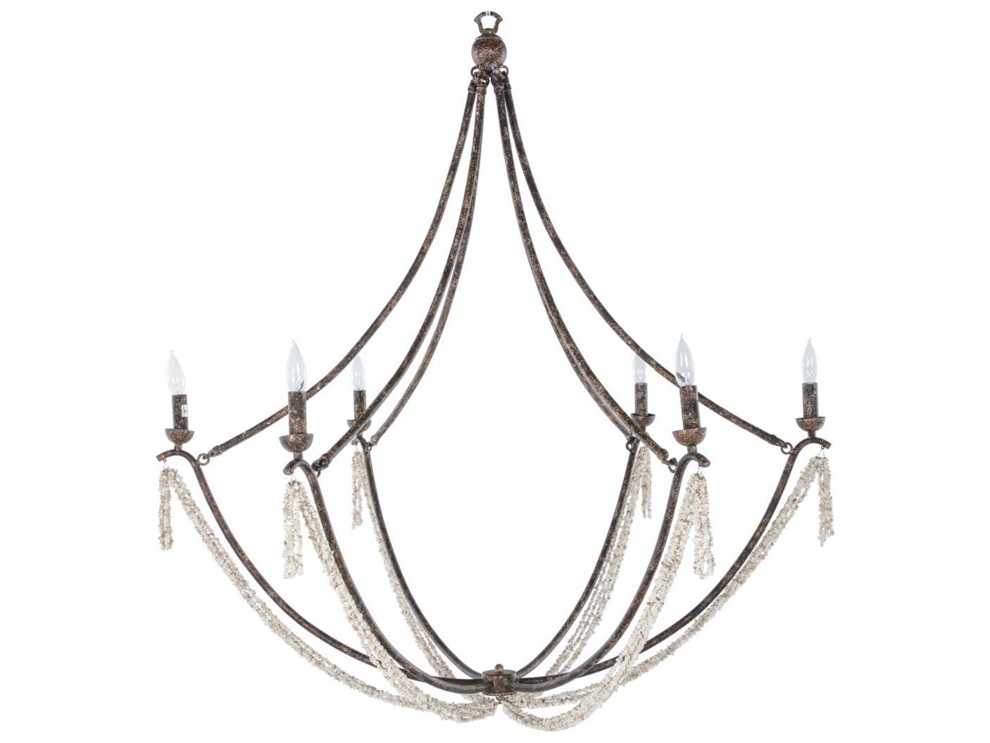 Gabby Nakita 6-Light Rust Coral White Bronze Candelabra Chandelier
