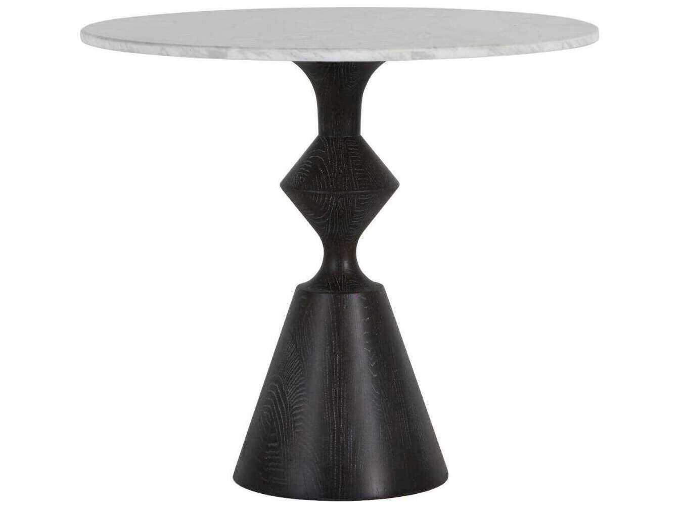 Gabby Benedict Round Cerused Black Natural Marble Bistro Table