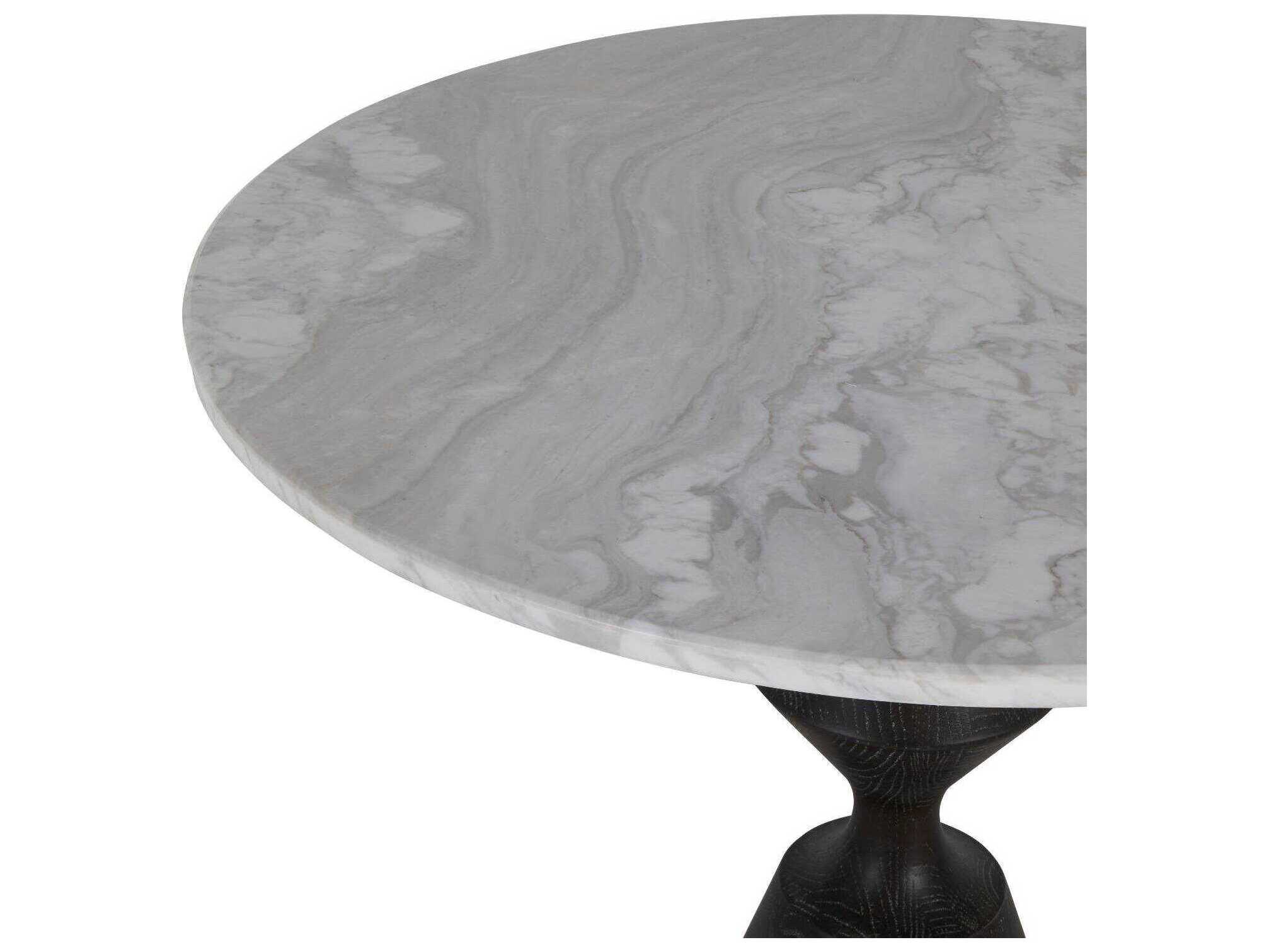 Gabby Benedict Round Cerused Black Natural Marble Bistro Table