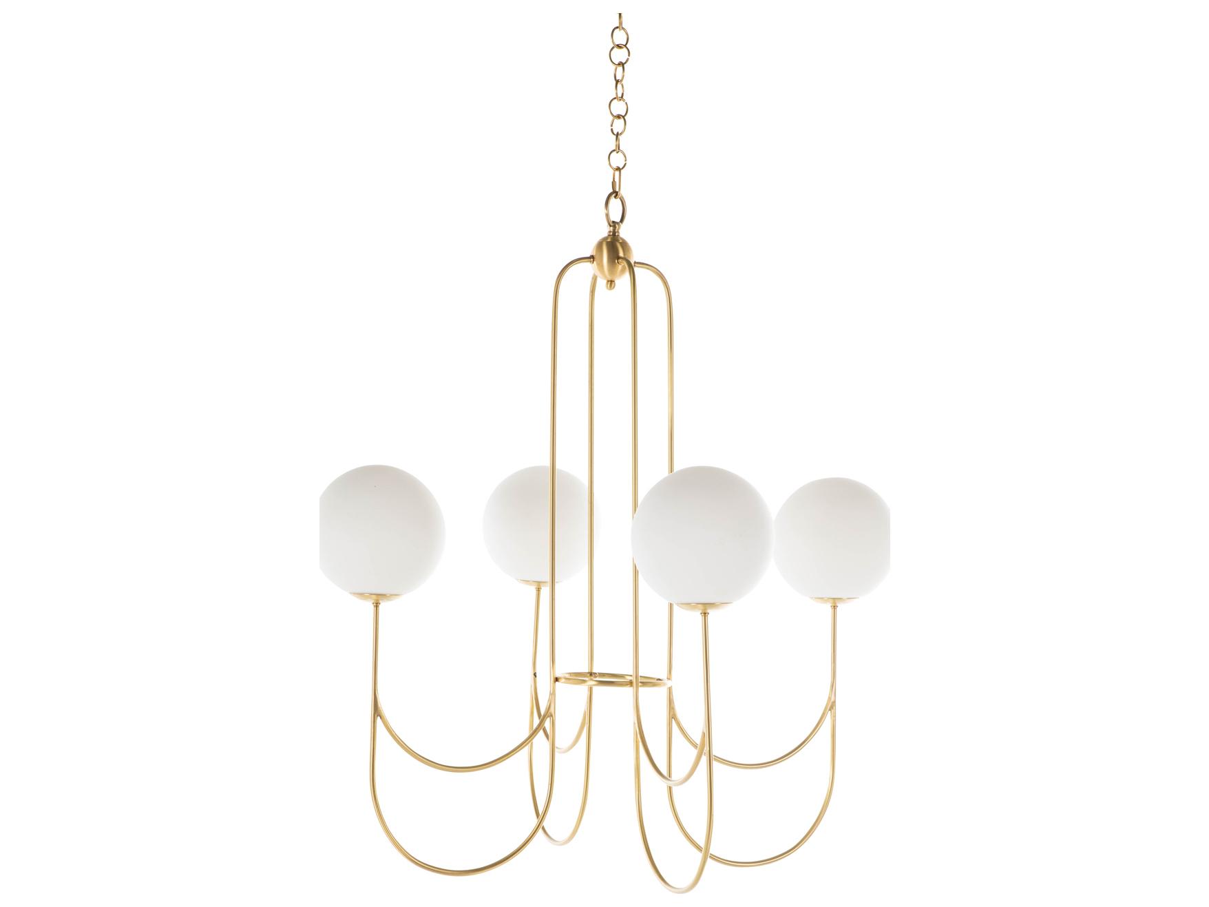 Gabby Granville 4-Light Brass Matte Frosted Glass Candelabra Globe Chandelier