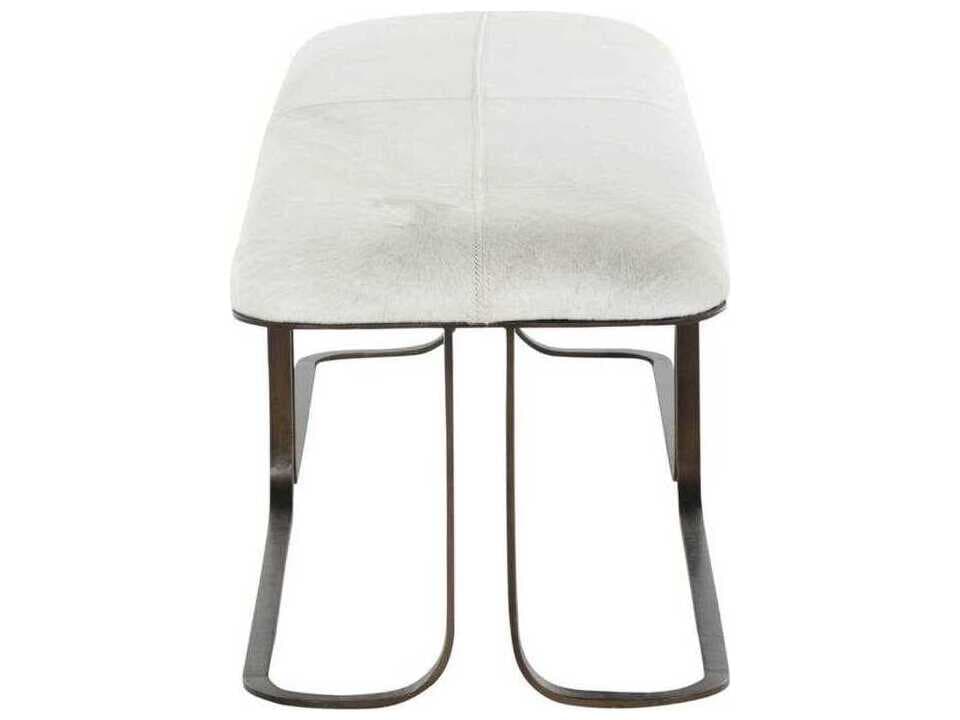 Gabby Orson Natural Ivory Hide Upholstered Accent Bench