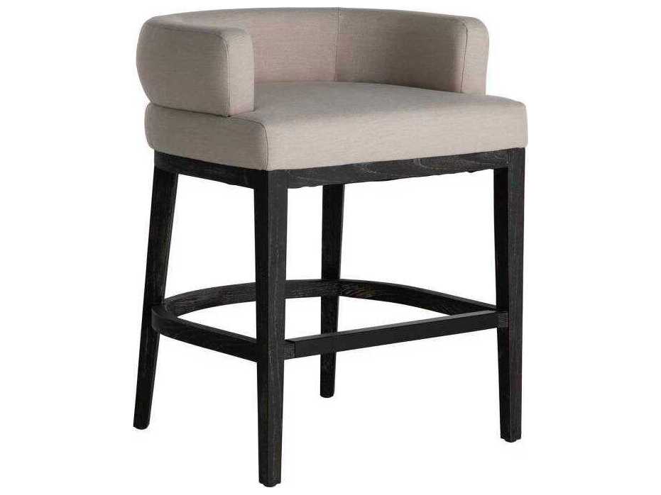 Gabby Douglas Cerused Ash Upholstered Wood Counter Stool
