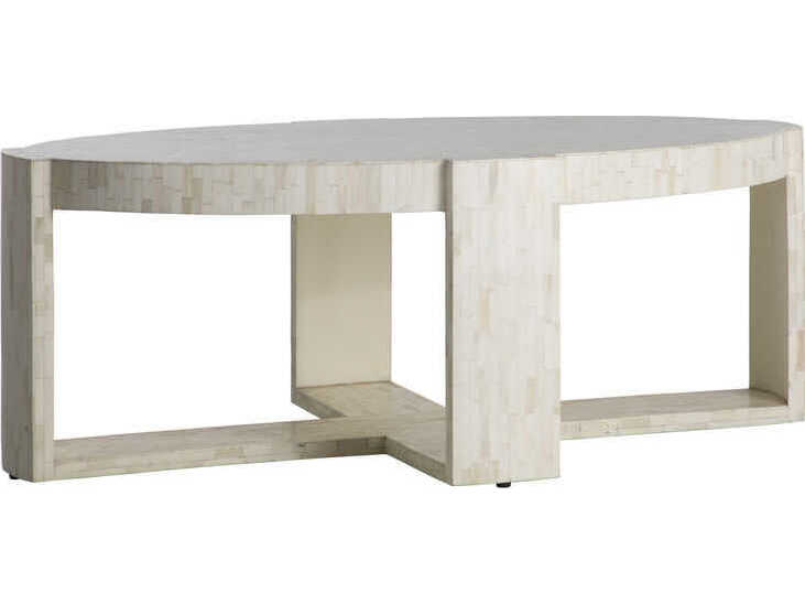 Gabby Kenzie Oval Wood Bone Ivory Coffee Table