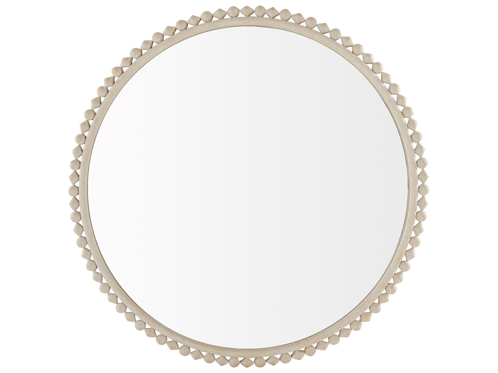 Gabby Belle Distressed White Clear Mirror Wall Round