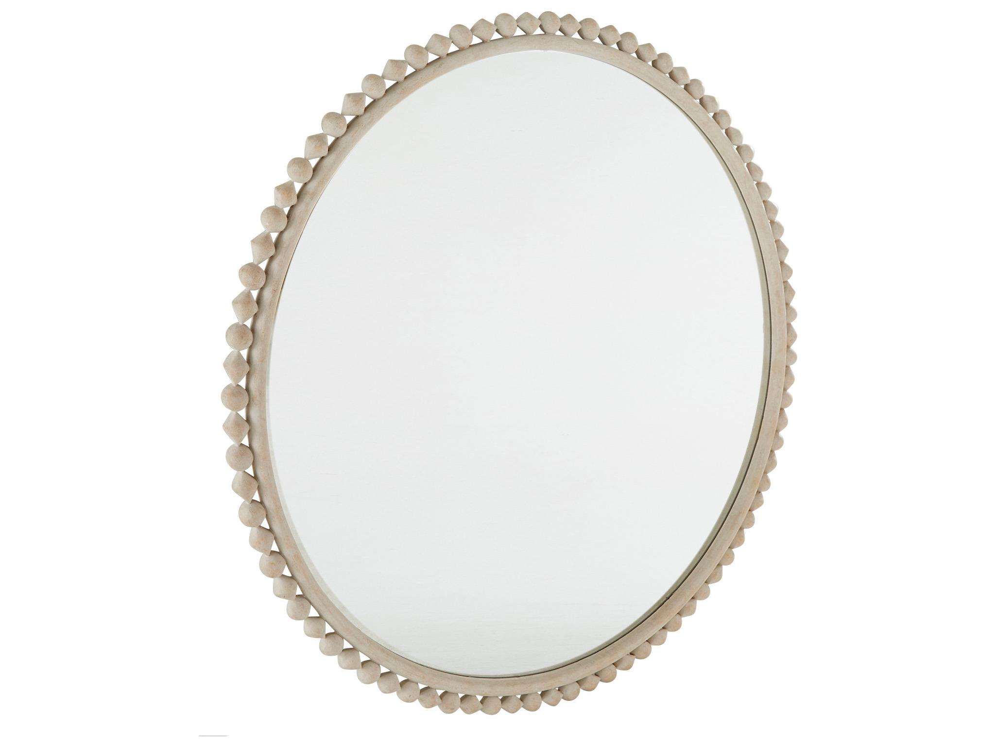 Gabby Belle Distressed White Clear Mirror Wall Round